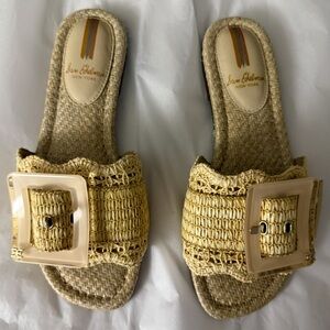 Sam Edelman Bambi Raffia Buckle Front Slides